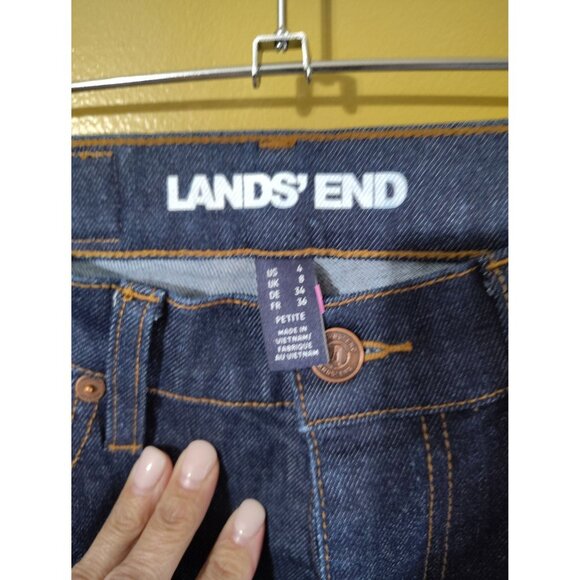 Lands' End Straight Leg Dark Wash Jeans Size 4P - Picture 2 of 4